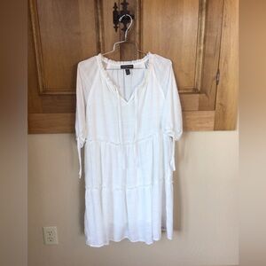 Oversized P/S Tribal Femme white tiered V neck design dress.